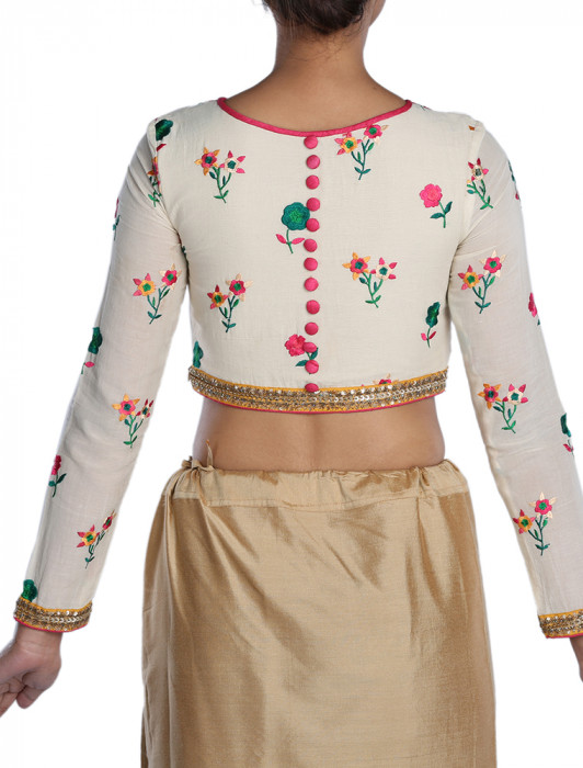 Ivory Floral Embroidred Blouse