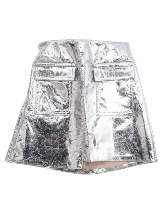 Metallic Faux leather skirt