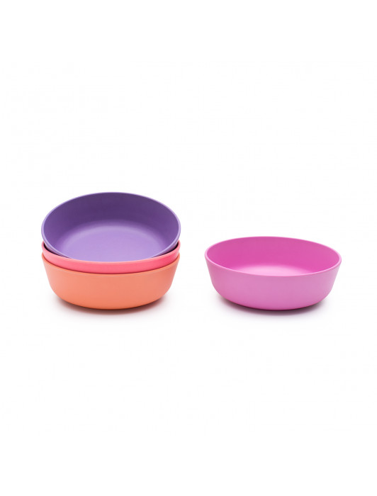 bobo&boo Non-Toxic, BPA-Free set of 4 Bamboo Toddlers & Kids Bowls for Cereal & Soup - Sunset