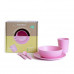 Bobo&Boo Non-Toxic, BPA-Free, 5 Piece Children’s Bamboo Dinner Set - Blossom Pink