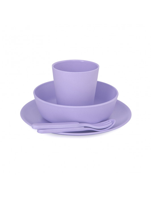 Bobo&Boo Non-Toxic, BPA-Free, 5 Piece Children’s Bamboo Dinner Set - Lilac Purple