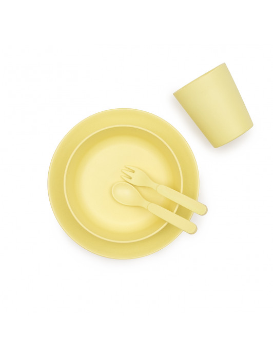 Bobo&Boo Non-Toxic, BPA-Free, 5 Piece Children’s Bamboo Dinner Set - Sunshine Yellow