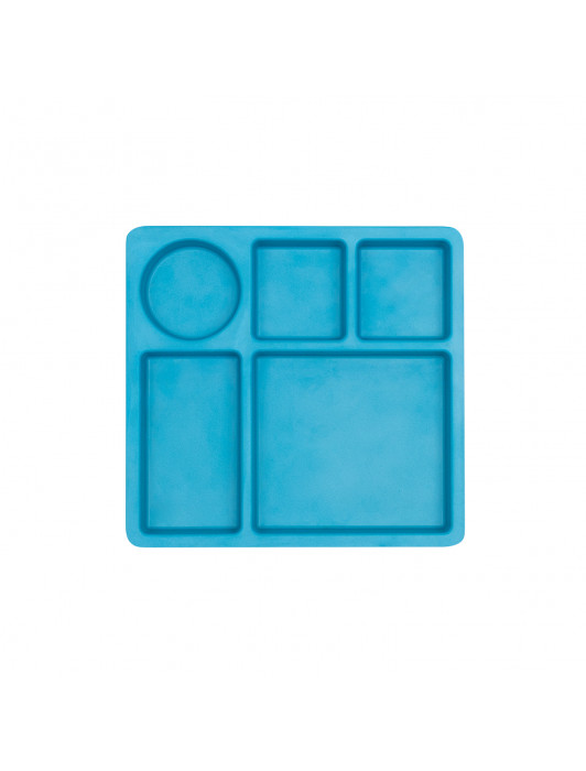 bobo&boo Non-Toxic, BPA-Free Bamboo Divided Plate for Kids, 5 Portioned Sections - Dolphin Blue