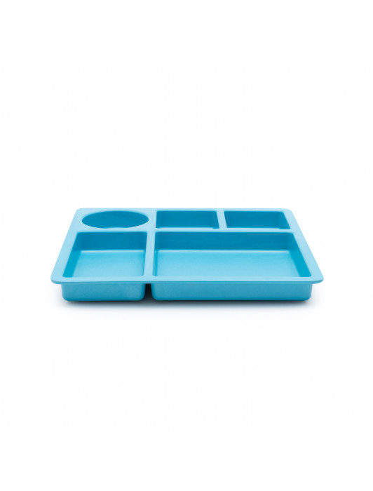 bobo&boo Non-Toxic, BPA-Free Bamboo Divided Plate for Kids, 5 Portioned Sections - Dolphin Blue
