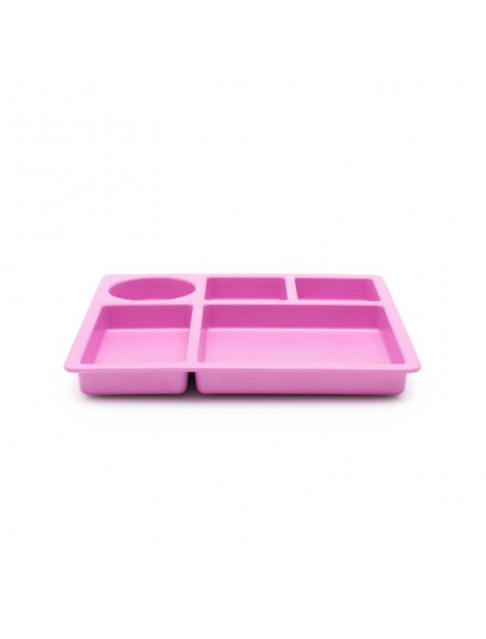bobo&boo Non-Toxic, BPA-Free Bamboo Divided Plate for Kids, 5 Portioned Sections - Flamingo Pink