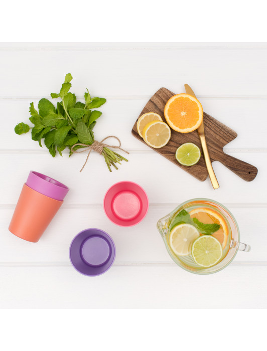 bobo&boo  Non-Toxic, BPA-Free set of 4 Bamboo Kids Drinking Cups, Stackable & Reusable - Sunset