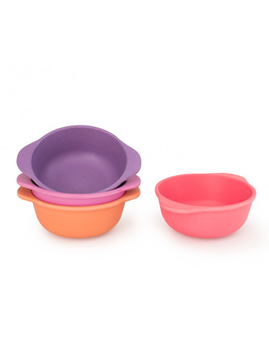 bobo&boo Non-Toxic, BPA-Free set of 4 Bamboo Kids Snack Bowls, Stackable & Reusable - Sunset