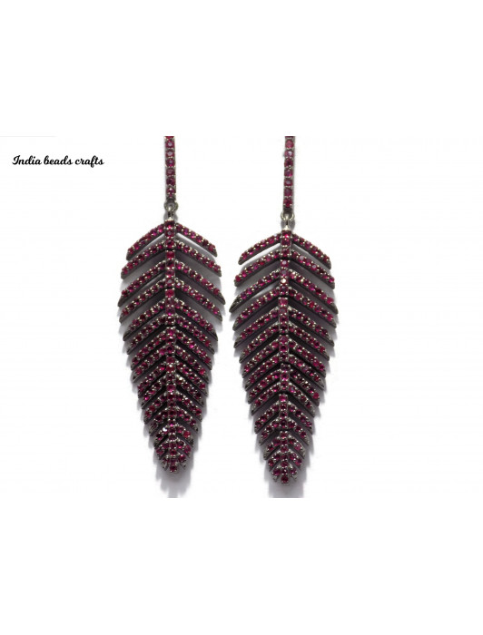 Natural Ruby and Diamond Drop Earrings - Garen Jewellery