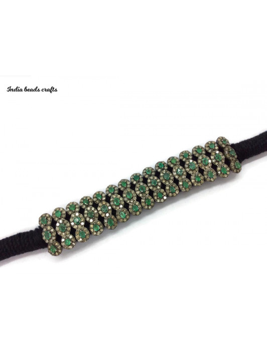 Natural Emerald Pear , Oval Bracelet, Sterling Silver Jewelry, Macrame Bracelet, Diamond Bracelet, Thread Jewelry, Gift For Her,
