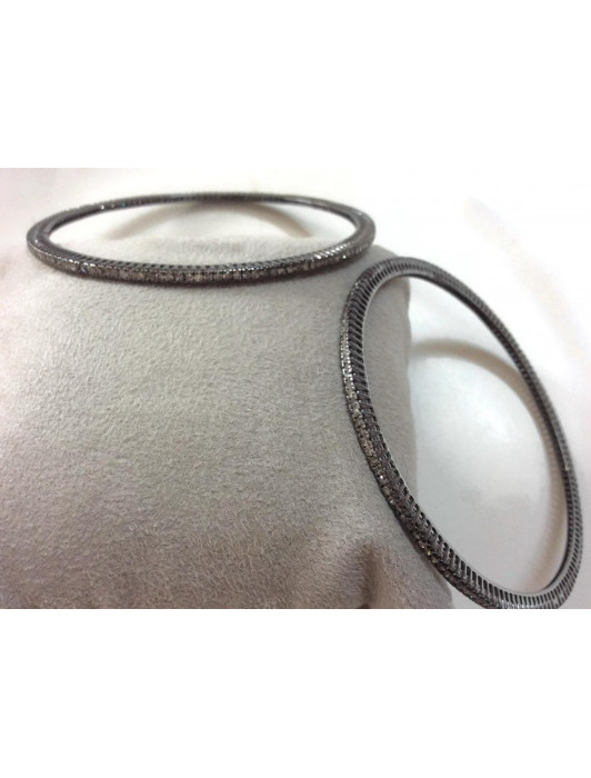 Pave Set Bangle Bracelet with Lab-made Round Brilliant Melee by Diamond  Essence set in Sterling