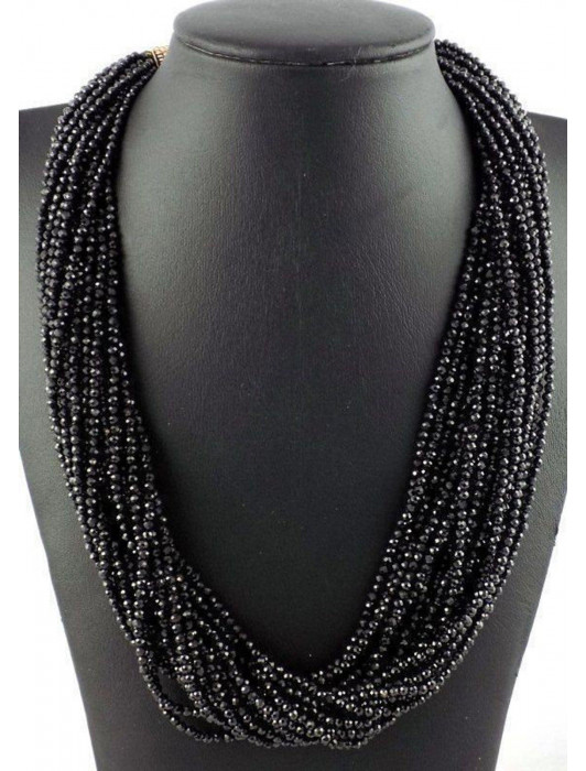20 Strands Natural Black Spinel Rondelle Faceted 2-2.5mm Tassel Necklace 13"Long, Rondelle Beads Rosary Necklace Chain