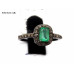 Beautiful Emerald Rectangle Pave Diamond 925 Sterling Silver Ring Diamond Ring