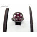Ruby Oval 3x5MM 6Pcs Flower Design Pave Diamond Black Oxidase Ring
