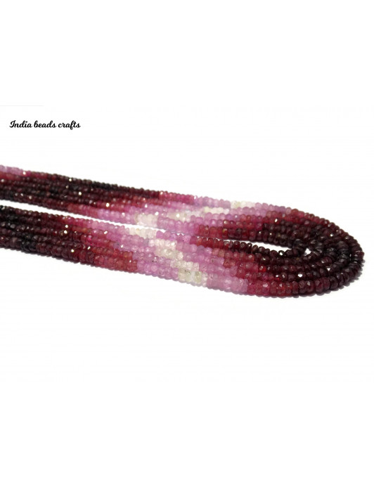 5 Strands Natural Shaded Ruby  Gemstone Faceted Beads 3.5-4mm Rondelle Necklace 16" Gemstone Ruby Necklace, Women Fashionable Necklace
