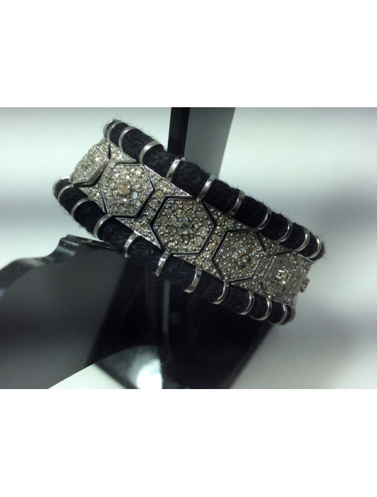 Natural White Diamond Bracelet Jewelry,Black Thread Bracelet, Diamond Macrame Bracelet, Diwali Gift 