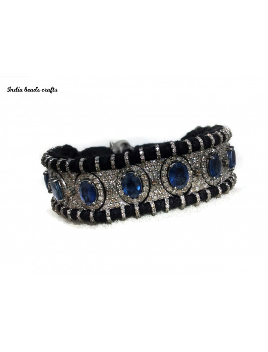Buy Blue Sapphire Bracelet Sterling Silver Oval Simulated Blue Online in  India  Etsy