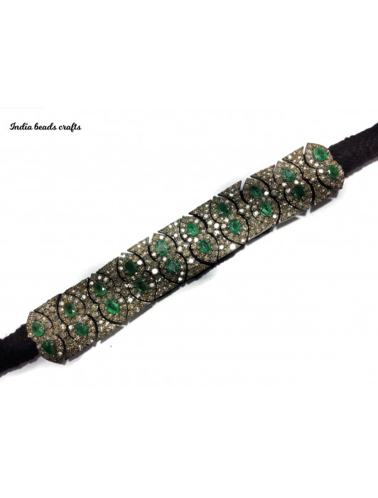 Emerald Pear Shape Pave Diamond Bracelet