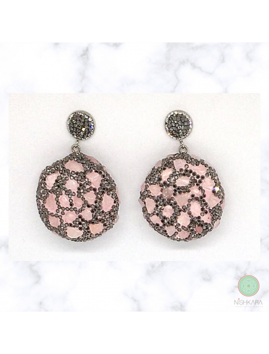 Pink-Silver Earrings