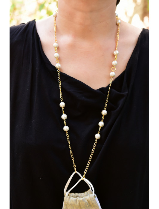 TWIST 10 mm White Pearl Necklace/Mask Chain/ Eyeglass Chain