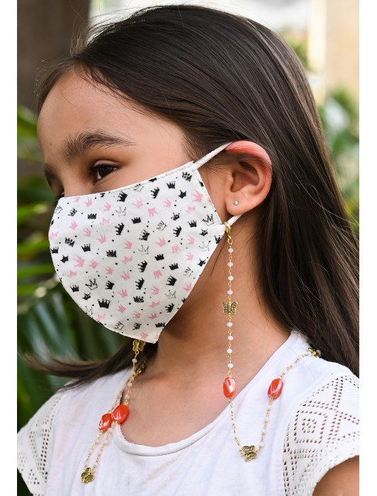 BUTTERFLY Orange Beads Necklace/Mask Chain/Eyeglass Chain -KIDS  
