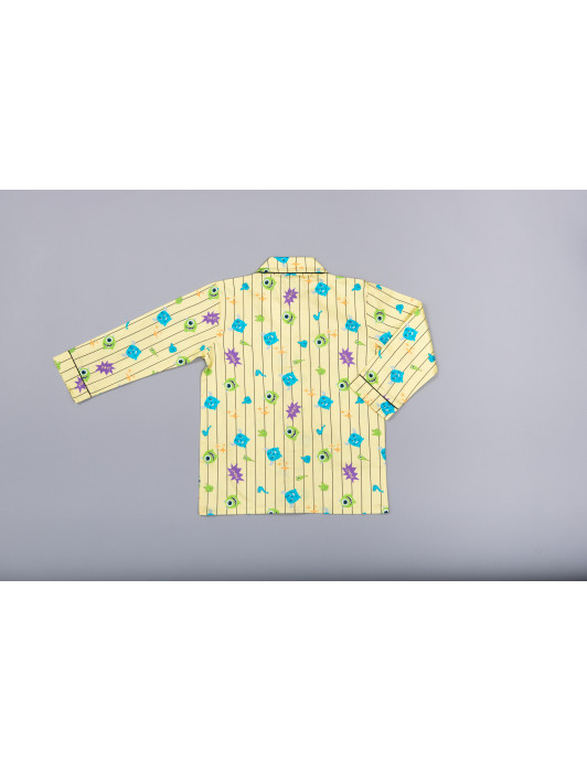 Cotton Yellow Night Suit Set Monsters 