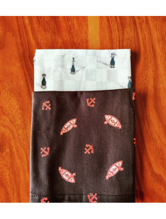 Handkerchief set of 2 print - chess and anchor print