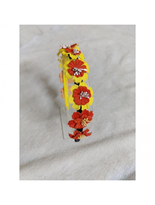 Flower power Hair band in yellow and orange
