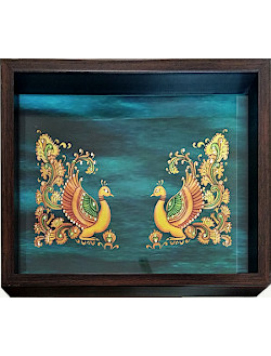 Twin Peacock – Embellished Box Tray for serving
