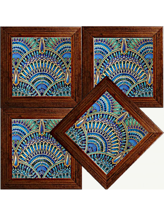 Azure Grandeur – Embellished Coasters (Set of 4)