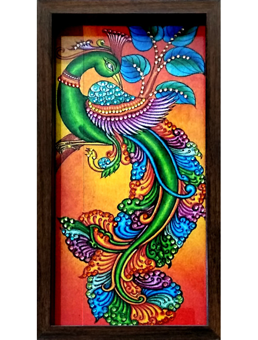 Mural Peacock – Embellished Box Tray for serving