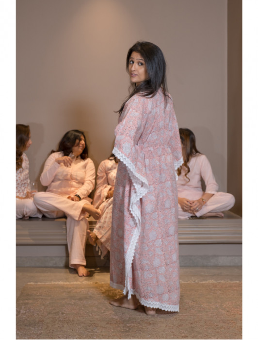 Cotton Blockprinted Dori Kaftan