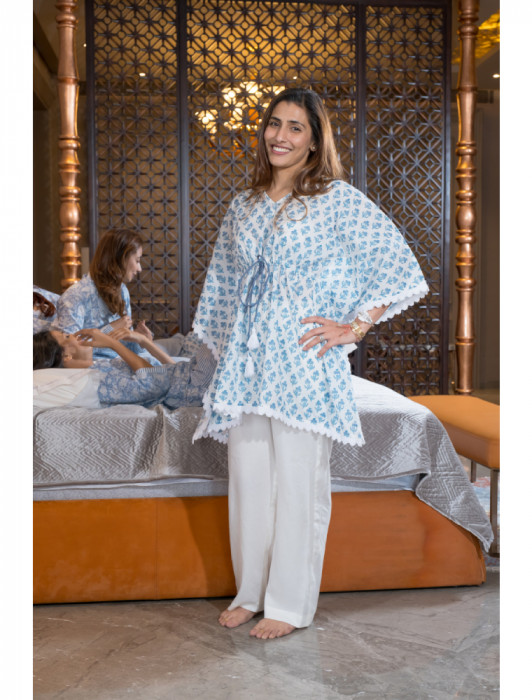 Cotton Blockprinted Kaftan Pyjama Set