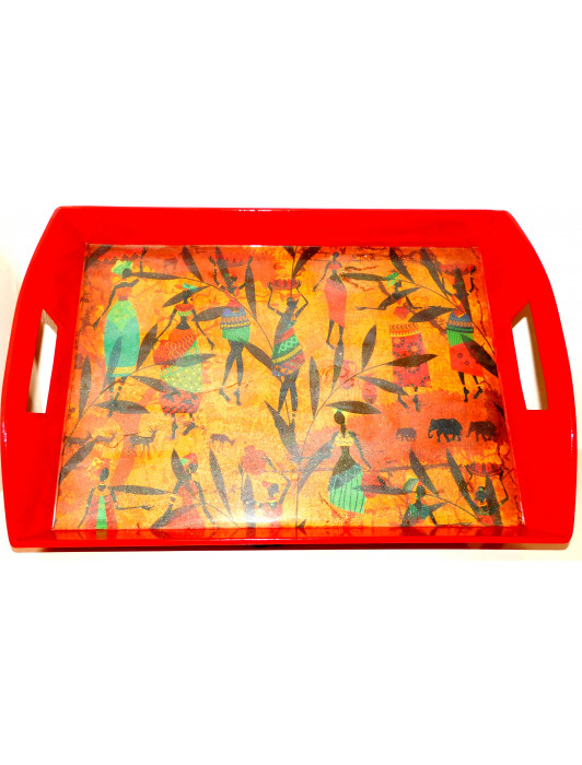 Red Tribal Butler Tray