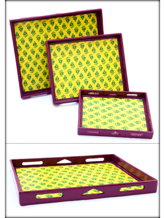 Yellow Floral Pattern Tray