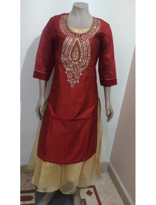 Maroon Gota Patti Dress