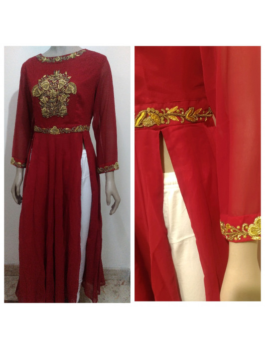 Crimson Red Georgette Dress
