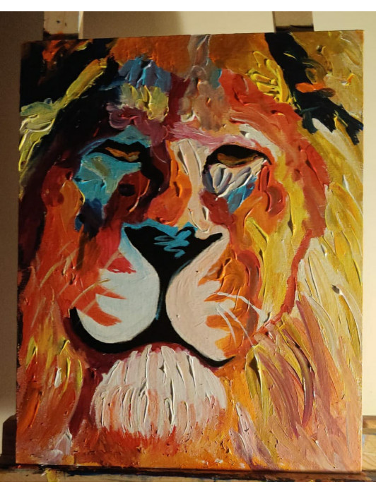 Multi Coloured  Lion Canvas painting