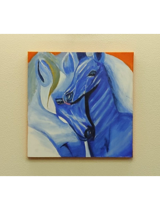 Blue Horses Canvas Painting