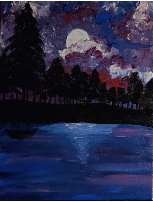 Moonlit Scenery Canvas Painting
