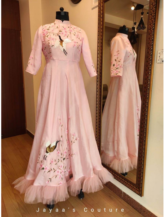 Dusty pink hand painted gown