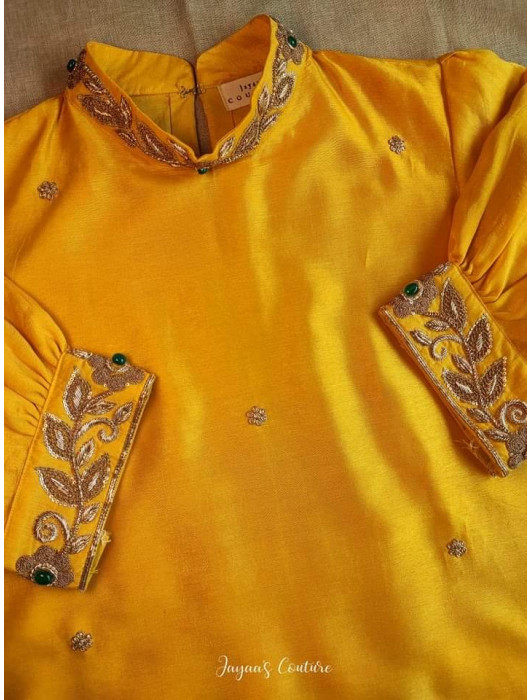 Yellow Emerald Embroidered kurta pants with Dupatta 