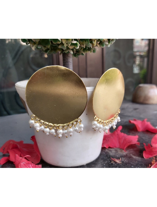 Oversize Disc Pearl Earrings