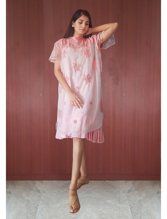 Pink Organza Pleated dress