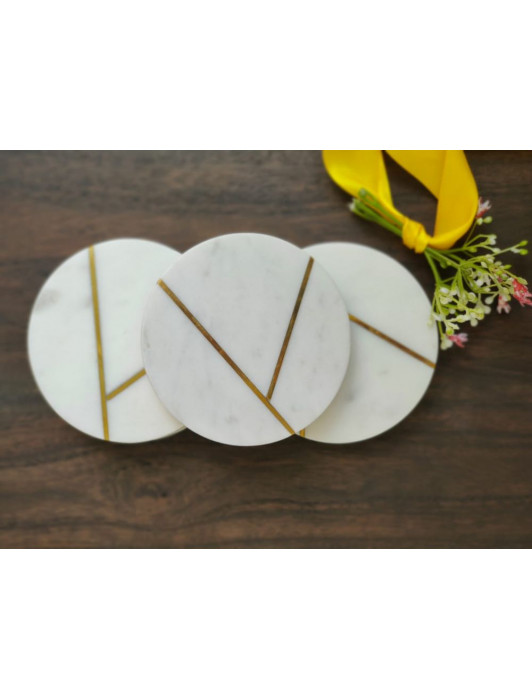 Stone Coasters with Gold Inlay
