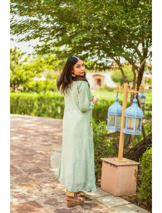 SEA-GREEN FLOOR-LENGTH DRESS