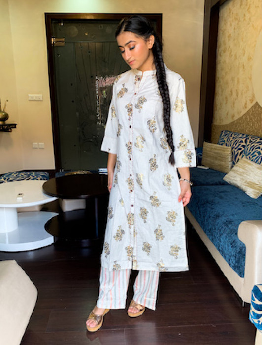 IVORY KURTI WITH PANTS