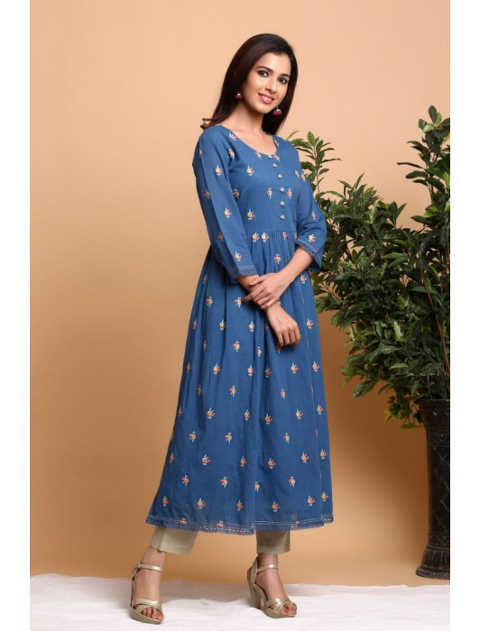 Tarini Prussian Blue Kurta Pant Set