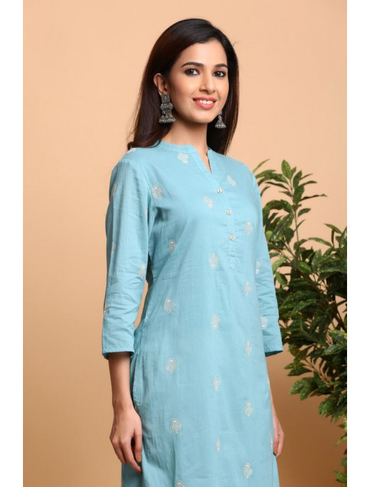 Tarini Powder Blue Smocking Kurta