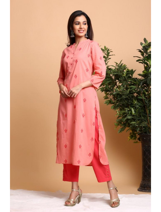 Tarini Peach Smocking Kurta Pant Set