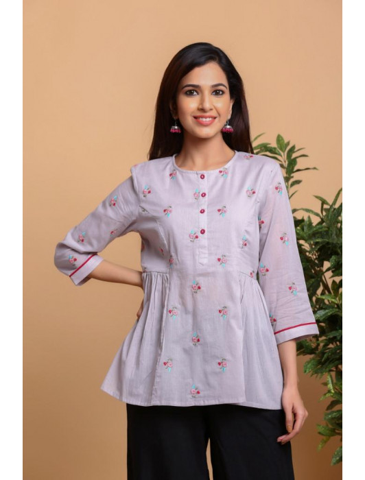 Tarini Grey Top